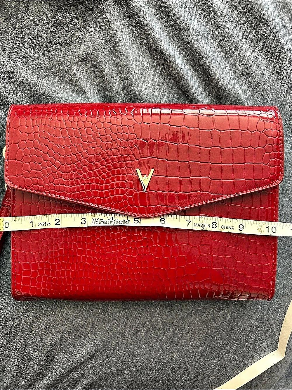 Vanessa Williams Eden Croc-Embossed Wristlet Clutch Red